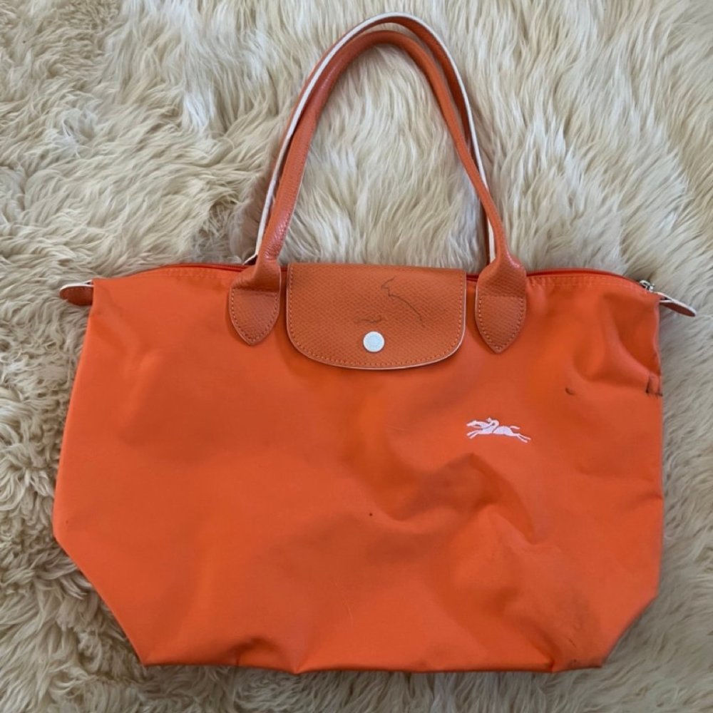 Longchamp Le Pliage Small Top Handle Orange Nylon Bag